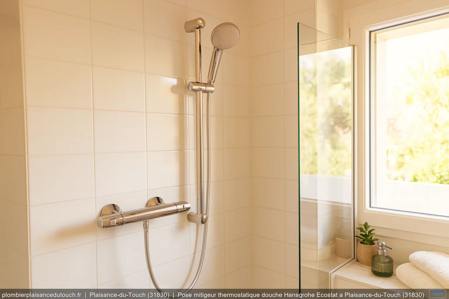 Pose mitigeur thermostatique douche Hansgrohe Ecostat a Plaisance-du-Touch (31830)