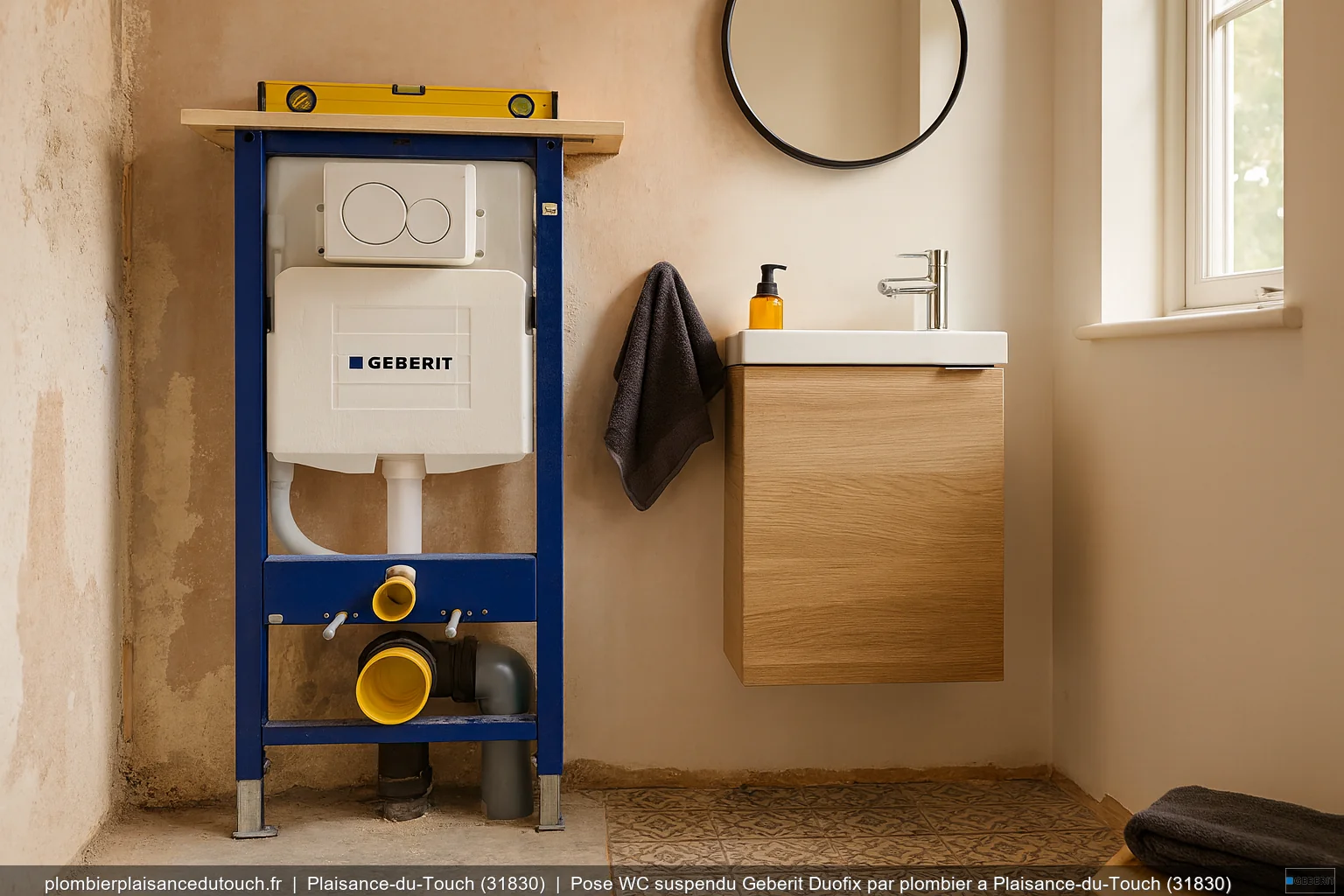 Pose WC suspendu Geberit Duofix par plombier a Plaisance-du-Touch (31830)